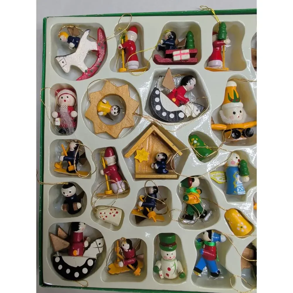 Kurt Adler Petite Treasures Wooden Mini Christmas Ornament Set of 49 Pieces